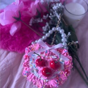 Pink Heart-Shaped Decor with Cherries
